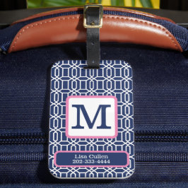 Etiqueta De Bagagem Manual Personalizado de Octagon Monograma do Marin