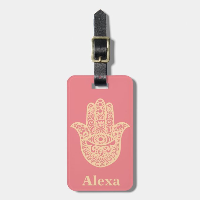 Etiqueta De Bagagem Mão de Hamsa fofa personalizada (Frente Vertical)