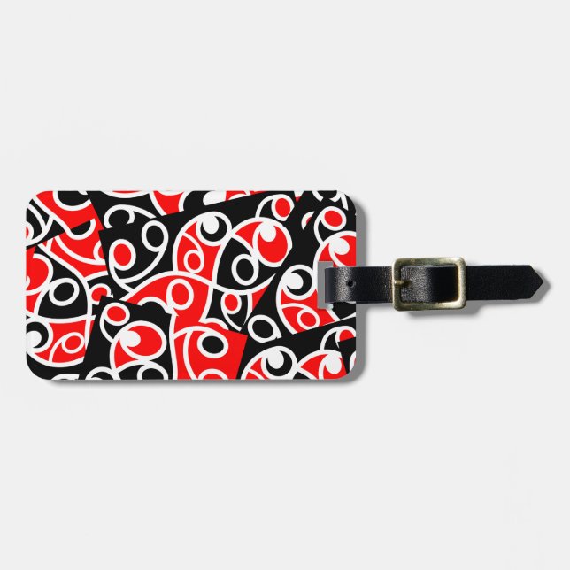 Etiqueta De Bagagem Maori Kowhaiwhai Tribal Nova Zelândia (Frente Horizontal)