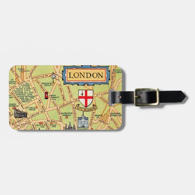 Etiqueta De Bagagem Map of London England (Frente Horizontal)
