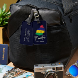 Etiqueta De Bagagem Mapa das Ilhas Maurícias - Bandeira Vintage - Ocea