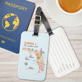 Etiqueta De Bagagem Mapa de Arte do Estado da Califórnia em Watercolor