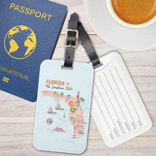 Etiqueta De Bagagem Mapa de Arte do Estado da Califórnia em Watercolor