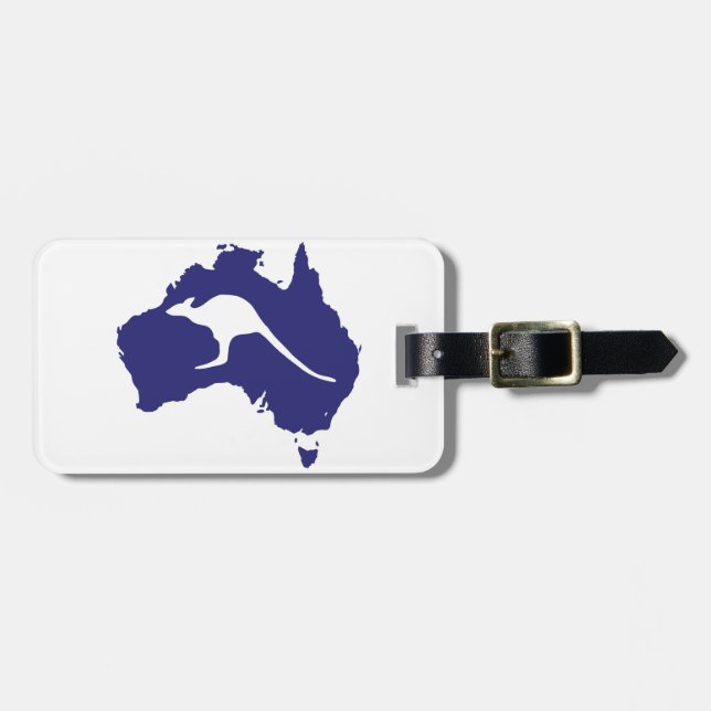 Etiqueta De Bagagem Mapa de Austrália com silhueta do canguru (Frente Horizontal)