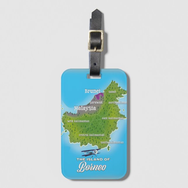 Etiqueta De Bagagem Mapa de Bornéu (Frente Vertical)