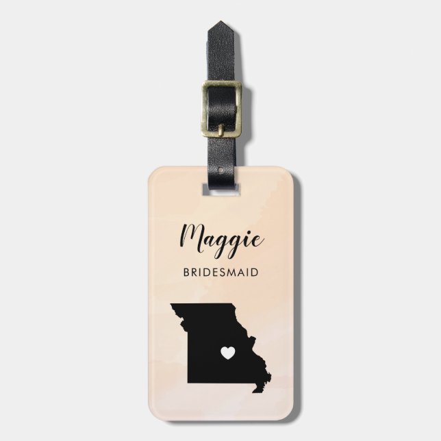 Etiqueta de Bagagem Mapa de Missouri, Boas-Vindas  (Frente Vertical)