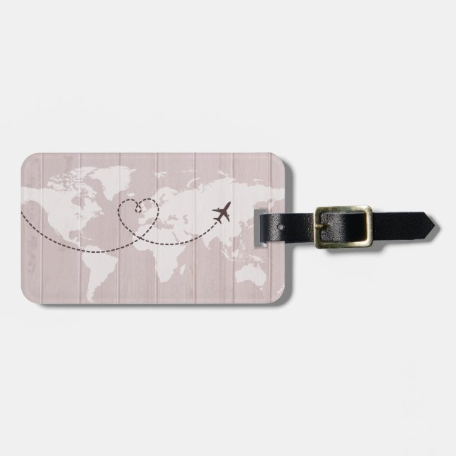 Etiqueta De Bagagem Mapa de Palavras Rosadas (Frente Horizontal)
