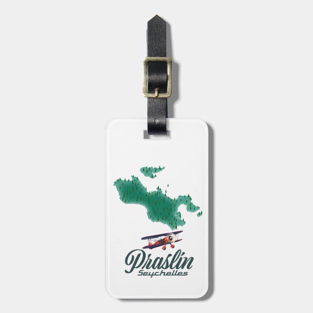 Etiqueta De Bagagem Mapa de Praslin Seychelles (Frente Vertical)