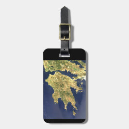 Etiqueta De Bagagem mapa de satélite da grécia peloponeso - preto