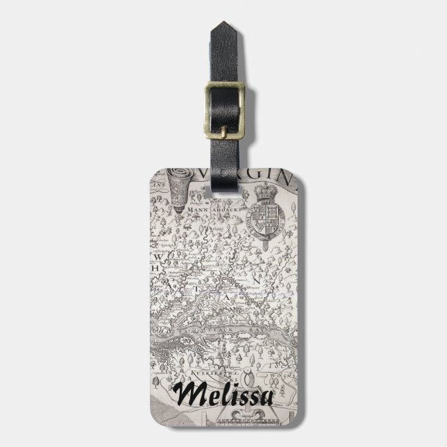 Etiqueta De Bagagem Mapa de Virgínia, 1612 (Frente Vertical)