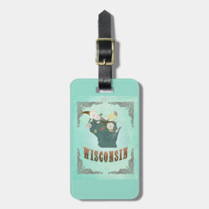 Etiqueta De Bagagem Mapa do estado de Wisconsin do vintage - azul de