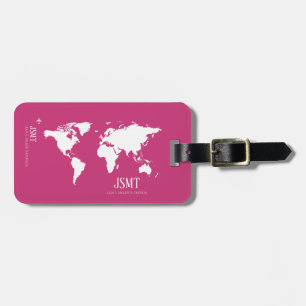 Etiqueta De Bagagem mapa do mundo a rosa
