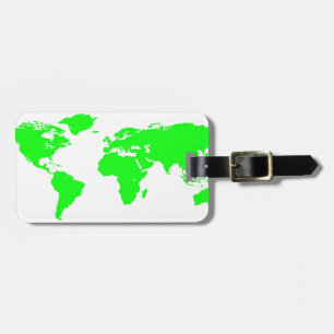 Etiqueta De Bagagem Mapa do Mundo Branco Verde