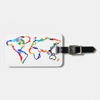 Etiqueta De Bagagem Mapa do mundo da aguarela