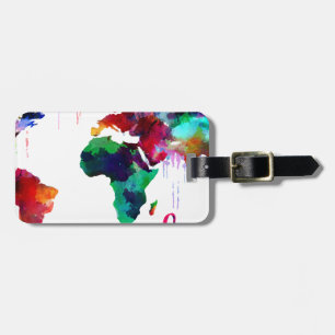 Etiqueta De Bagagem Mapa do mundo do Wanderlust da aguarela