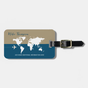 Etiqueta De Bagagem Mapa do Mundo Moderno Elegante