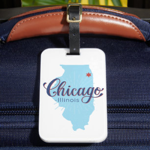 Etiqueta De Bagagem Mapa do Vintage de Chicago Illinois