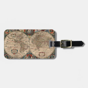 Etiqueta De Bagagem Mapa do vintage do mundo (1641)