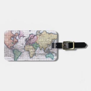 Etiqueta De Bagagem Mapa do vintage do mundo (1780)