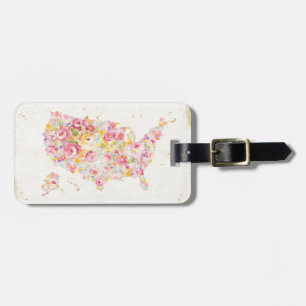 Etiqueta De Bagagem Mapa floral dos EUA
