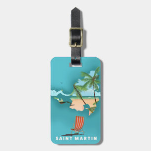 Etiqueta De Bagagem Mapa ilustrado de São Martinho.