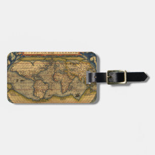 Etiqueta De Bagagem Mapa Mundial Antigo Ortelius Europa Viagem