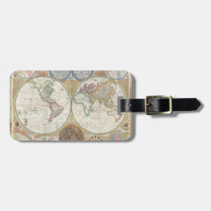 Etiqueta De Bagagem Mapa Mundial de Viagem Antigo Vintage