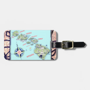 Etiqueta De Bagagem Mapa Retro Hawaii