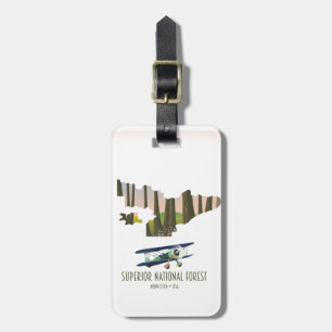 Etiqueta De Bagagem Mapa vintage da floresta nacional Superior Minneso