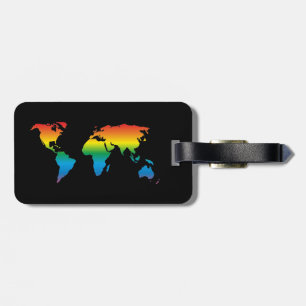 Etiqueta De Bagagem Mapref rainbow coloured world map black