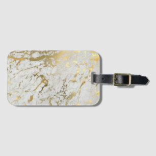 Etiqueta De Bagagem Marble branco e Dourado