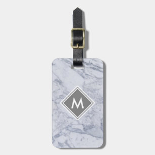 Etiqueta De Bagagem Marble Monograma Bagagem com correia de couro