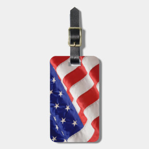 Etiqueta De Bagagem Marca de bagagem americana com correia de couro
