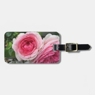 Etiqueta De Bagagem Marca de bagagem com rosas cor-de-rosa e alça de c