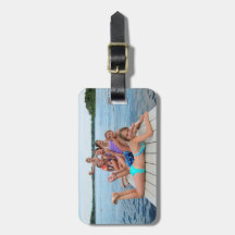 Marca de bagagem de foto personalizada - texto e c