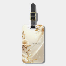 Marca de Bagagem Flores Brancas e Douradas