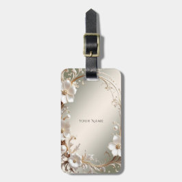Etiqueta De Bagagem Marca de Bagagem Moldura Floral Branca Ornamentada