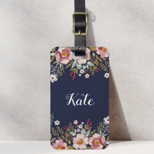 Etiqueta De Bagagem Marca de Bagagem para Monograma Personalizado Flor