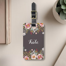 Etiqueta De Bagagem Marca de Bagagem para Monograma Personalizado Flor