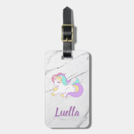 Etiqueta De Bagagem Marca de bagagem Personalizada Marble Unicorn