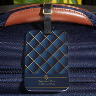 Etiqueta De Bagagem Marcação de Bagagem Personalizada Navy Dourado Lux