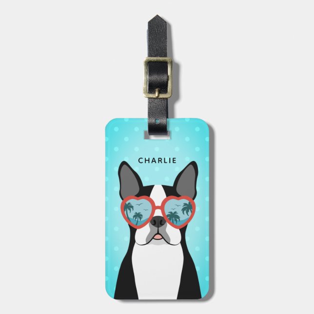 Etiqueta De Bagagem Marcas de Bagagem Boston Terrier (Frente Vertical)
