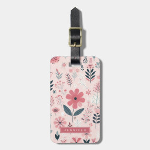 Etiqueta De Bagagem Marcas de Bagagem Flores Rosa Fofa