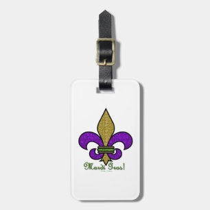 Etiqueta De Bagagem Mardi Gras Colorido Fleur De Lis