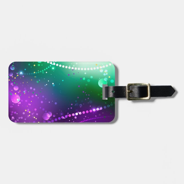 Etiqueta De Bagagem Mardi Gras Festivo Purple Background (Frente Horizontal)