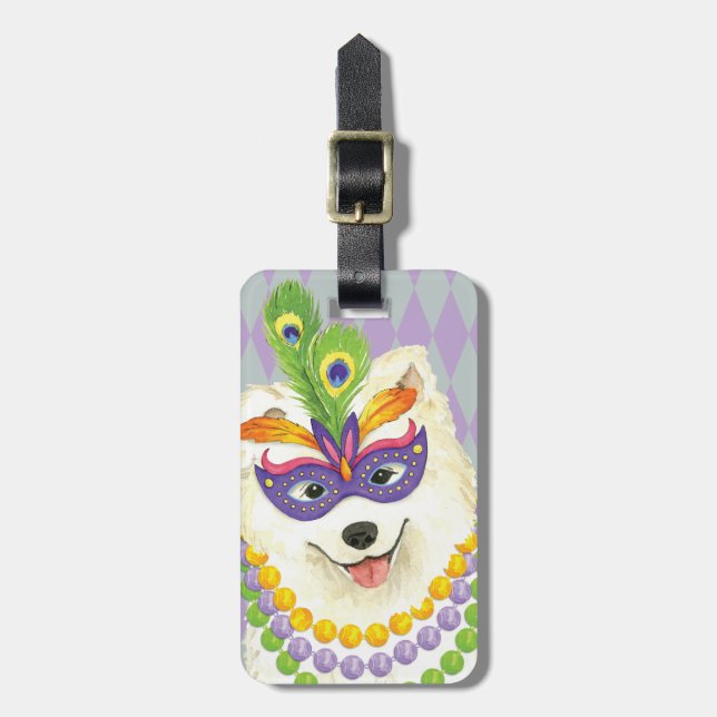 Etiqueta De Bagagem Mardi Gras Samoyed (Frente Vertical)