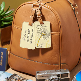 Etiqueta De Bagagem margarida caprichosa com texto personalizado