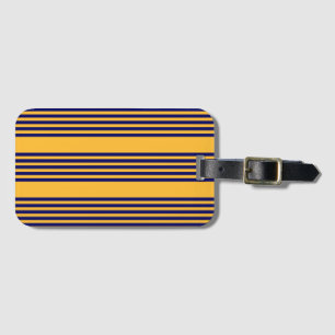 Etiqueta De Bagagem Marinho azul e amarelo ensolarado cinco faixas