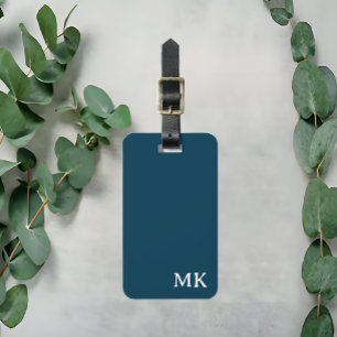 Etiqueta De Bagagem Marinho azul e branco Marca de bagagem do monogr