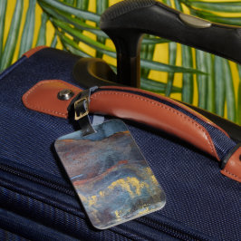 Etiqueta De Bagagem Marinho Azul e Dourado Marble Marble Modern Abstra